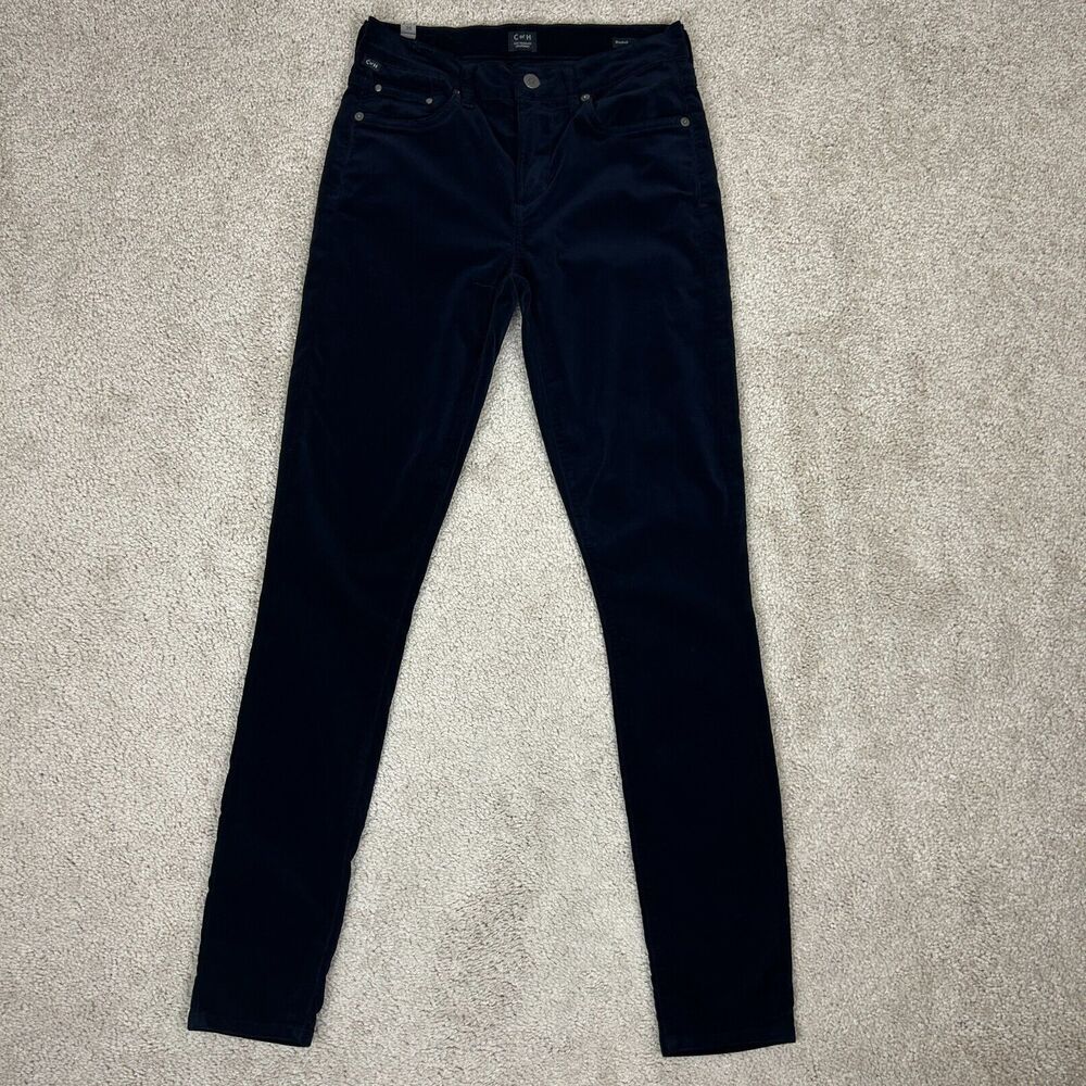 Citizens of Humanity Velvet Pants Womens Size 25 Dark Blue Stretch Skinny Ladies